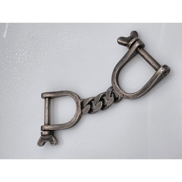 VINTAGE ON OF THE KIND ITALY STERLING SILVER 925 HORSESHOE BIT KEY CHAIN RING - Picture 11 of 16